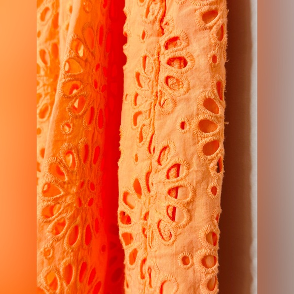 Lilly Pulitzer Kay Babydoll Orange Cantaloupe Tangerine Eyelet Puff Sleeve Dress - Picture 10 of 16